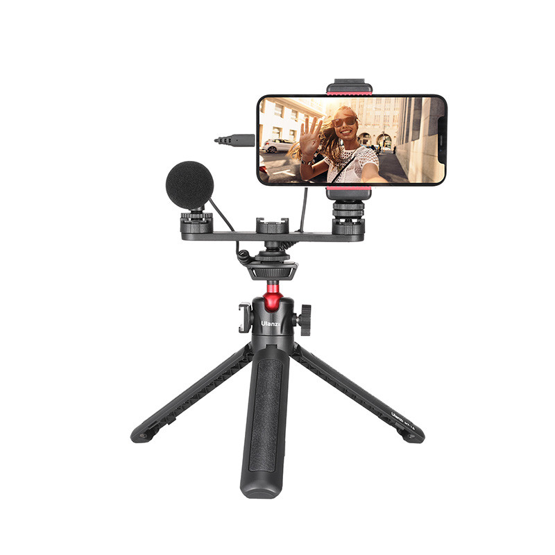 Ulanzi PT-23 három hideg cipőre szerelhető hosszabbító rúdlap háromlábú DSLR tükörreflexes fényképezőgéphez telefonra szerelhető mikrofon Led videolámpa állvány