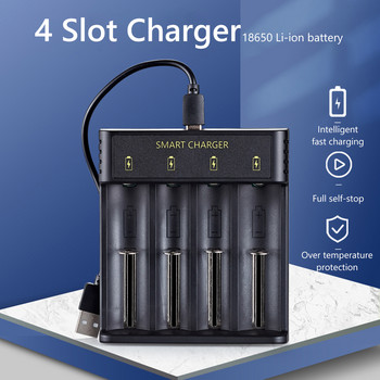 Зарядно устройство за батерии с 4 слота Интелигентно бързо USB зарядно устройство тип C за AAA/AA акумулаторни литиево-йонни батерии със светодиоден индикатор Зарядно устройство