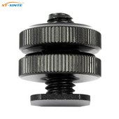 Aukstās kurpes stiprinājuma skrūves 3/8 collu dubultā uzgriežņu pārveidošanas skrūve DSLR kamerai Hot Shoe Mount Mount fotostudijas piederumi