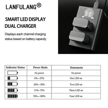 NP-FZ100 NP FZ100 NP-FW50 NP FW50 LP-E6 LP E6 LP-E17 LP E17 EN-EL14 EL EL14 EN-EL15 EL EL15 Φορτιστής μπαταρίας διπλής κάμερας LED