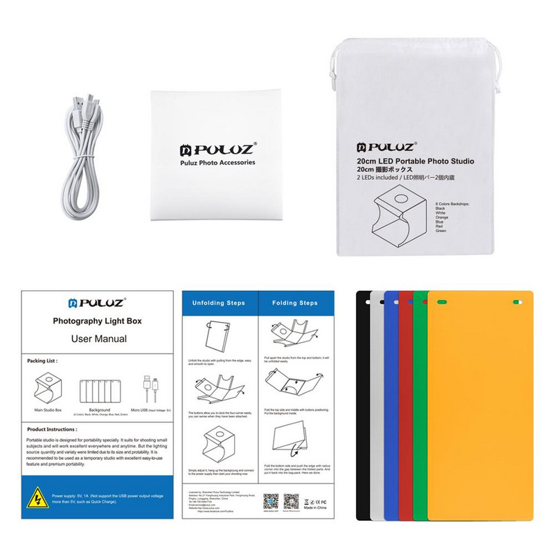 Mini Folding Photography Studio Soft Box Lightbox Softbox Pozadinski komplet Photo Studio Light box 2 LED panela za DSLR fotoaparat