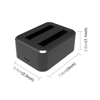 PULUZ Battery Fast Charger Hub Βάση φόρτισης για Insta360 X3 USB Dual Batteries Shadowstone & Ενδεικτική λυχνία Αξεσουάρ κάμερας