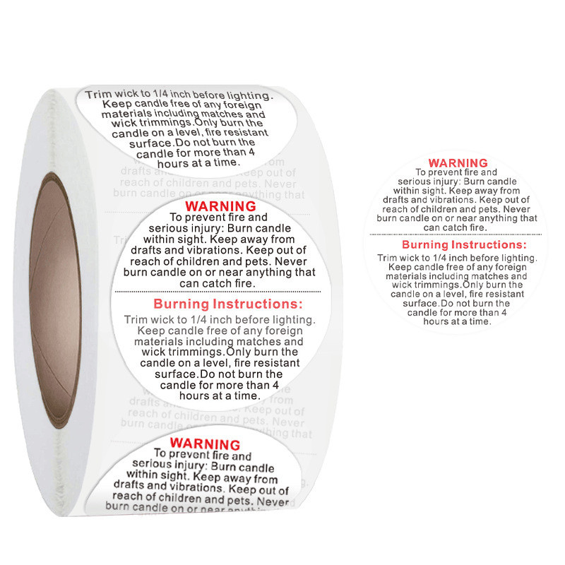 500db/tekercs Gyertya figyelmeztető címke Gyertyatartó edény matricák Gyertya készítés Gyertyatartó Kézműves matrica Címke Ingyenes szállítás