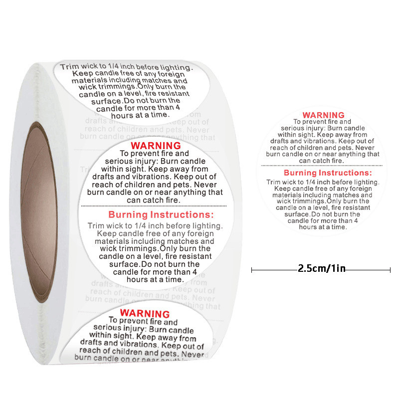 500db/tekercs Gyertya figyelmeztető címke Gyertyatartó edény matricák Gyertya készítés Gyertyatartó Kézműves matrica Címke Ingyenes szállítás