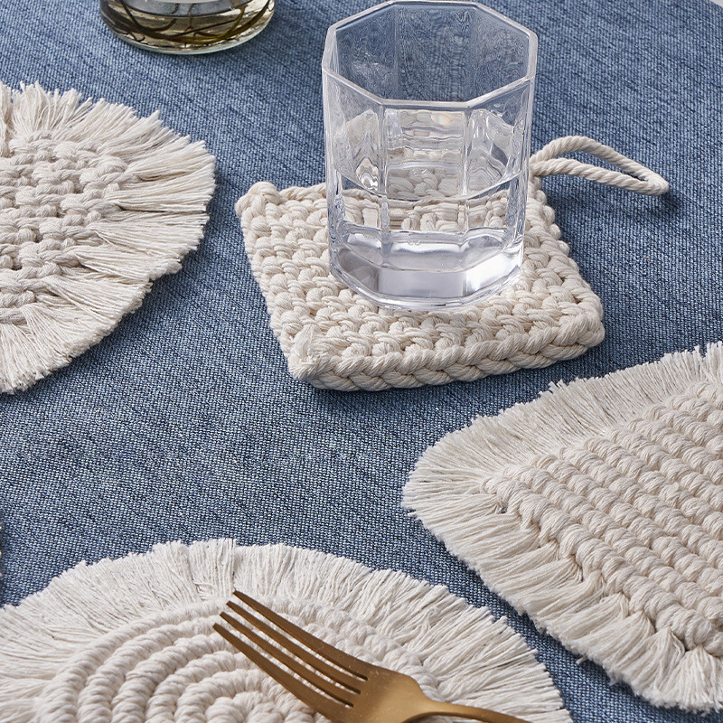 Csésze Szigetelő Szőnyeg Rojtos Szövet Csipke Bojt párna fotózáshoz Kellékek Kávé Tea Élet Fotó Étel Lövés Háttér dekoráció