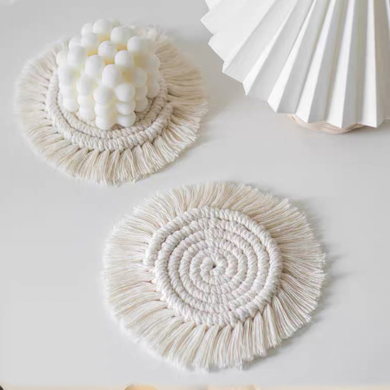 Csésze Szigetelő Szőnyeg Rojtos Szövet Csipke Bojt párna fotózáshoz Kellékek Kávé Tea Élet Fotó Étel Lövés Háttér dekoráció