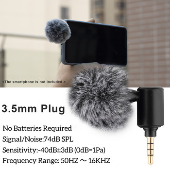 3,5 mm TRRS Plug/Type-C Plug Смартфон Видео Мини микрофон Мобилен телефон Фото студио Микрофон Кардиоиден приемник 90° Регулируем ъгъл