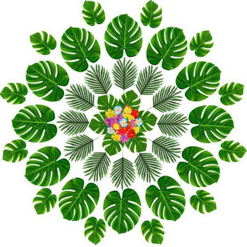 12 τμχ Τεχνητά πράσινα τροπικά φύλλα φοίνικα στηρίγματα για προϊόν φωτογράφησης Καλοκαιρινή διακόσμηση ζούγκλας Χαβάης Φόντο σκοποβολής