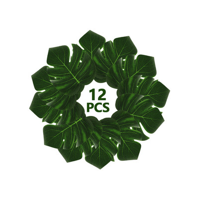 12 vnt dirbtinių žalių atogrąžų palmių lapų rekvizitai gaminio fotosesijai vasaros džiunglių dekoravimui Havajų fotografavimo fonas