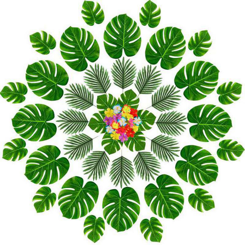 12 vnt dirbtinių žalių atogrąžų palmių lapų rekvizitai gaminio fotosesijai vasaros džiunglių dekoravimui Havajų fotografavimo fonas