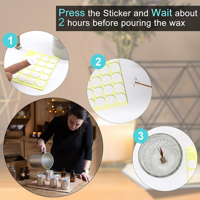 720 DB/36 lapos gyertya kanóc matricák, hőálló, kétoldalas, farokkal ellátott matricák, amelyek stabilan tapadnak a forró viaszban