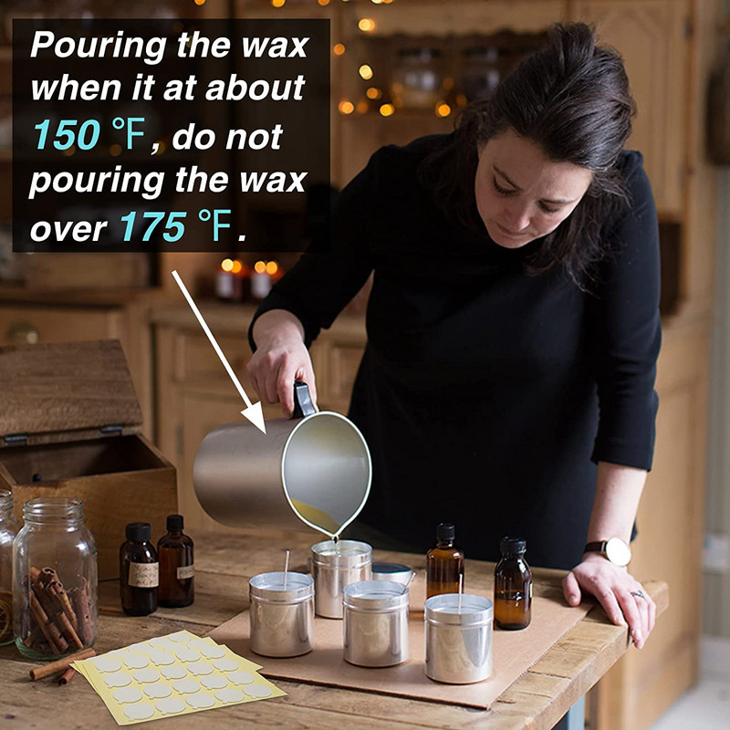 720 DB/36 lapos gyertya kanóc matricák, hőálló, kétoldalas, farokkal ellátott matricák, amelyek stabilan tapadnak a forró viaszban