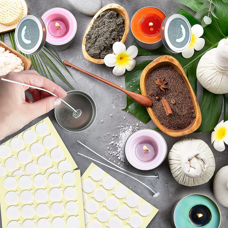 720 DB/36 lapos gyertya kanóc matricák, hőálló, kétoldalas, farokkal ellátott matricák, amelyek stabilan tapadnak a forró viaszban