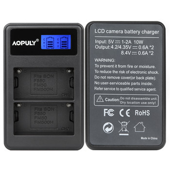 Φορτιστής μπαταρίας AOPULY NP-FM50 NP FM50 Κάμερα Μπαταρία LCD Φορτιστής USB για Sony Alpha A100 DSLR-A100 A100K CCD-TRV408 DCR-PC105