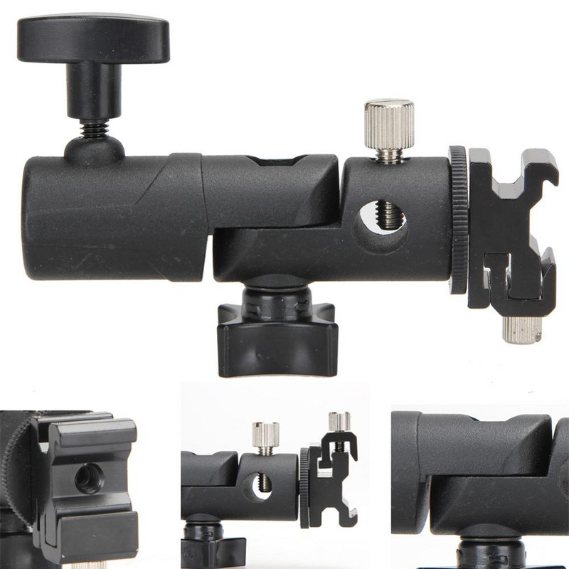 Univerzális D/E típusú fém vakutartó vakupapucs, levehető forgó lámpatartó 1/4"–3/8" csavaros lámpaállvánnyal 2021