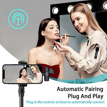 Μικρόφωνο Lavalier Ασύρματο Type C Lightning για Iphone και Κινητό τηλέφωνο Android Mini Mic για μετάδοση ηχογράφησης βίντεο