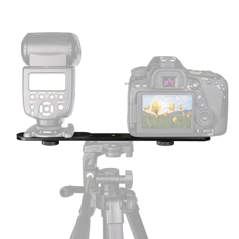 1/4 csavaros dupla fejű keresztrúd állvány, fényképezőgép DSLR monitor DV mikrofon állvány tartó vakutartó Fényképészeti tartozékok