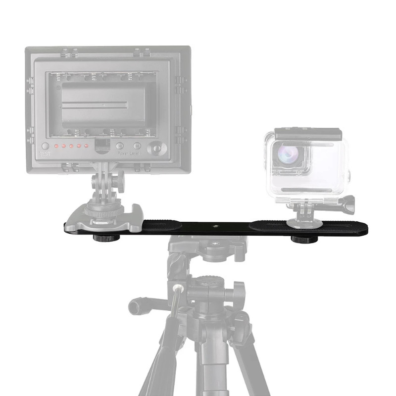 1/4 csavaros dupla fejű keresztrúd állvány, fényképezőgép DSLR monitor DV mikrofon állvány tartó vakutartó Fényképészeti tartozékok