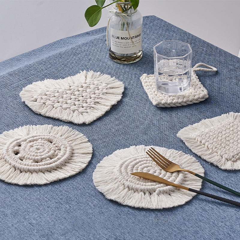 Kézzel szőtt szőnyegek Bojt Pamutfonal Szövetek Párna délutáni kávézáshoz, teához Kreatív fotózáshoz Fényképezés Háttér kellékek