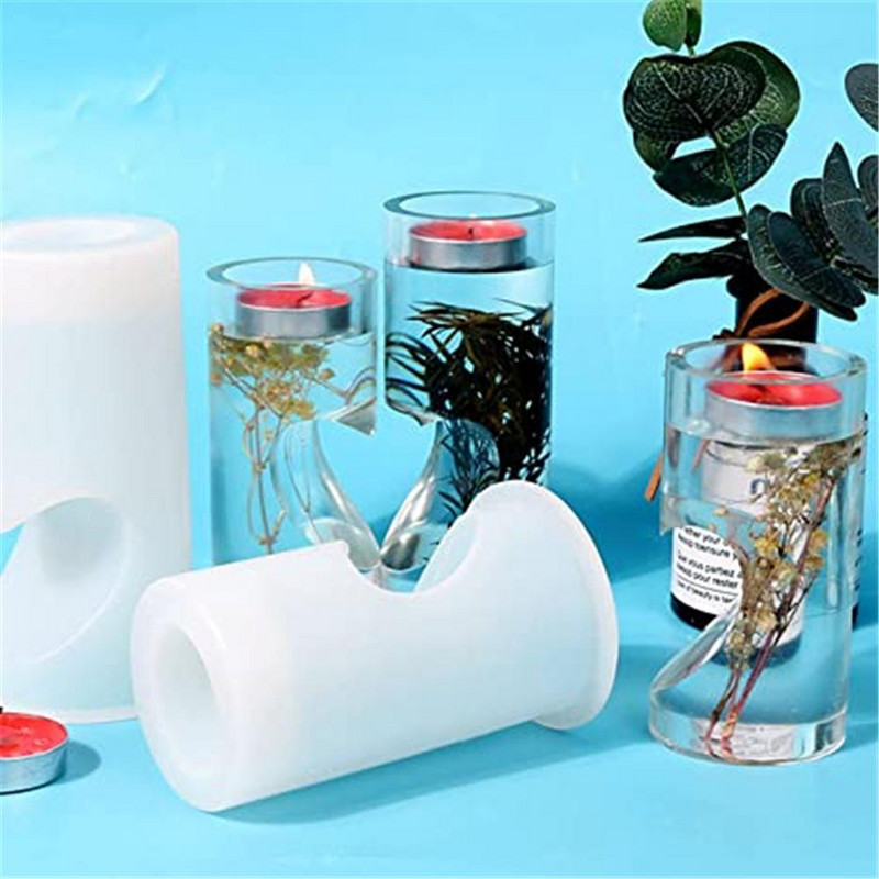 2 buc./set Forme cilindrice din silicon Suport pentru canapea de sfeșnic în formă de inimă romantică pentru cadou de Ziua Îndrăgostiților, petrecere de nuntă