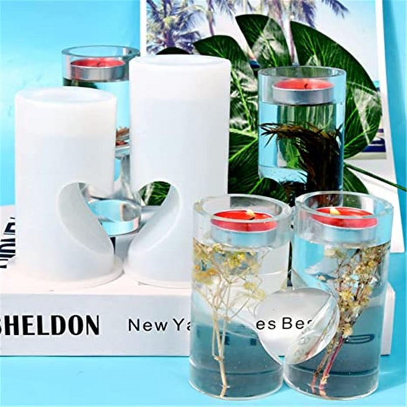 2 buc./set Forme cilindrice din silicon Suport pentru canapea de sfeșnic în formă de inimă romantică pentru cadou de Ziua Îndrăgostiților, petrecere de nuntă