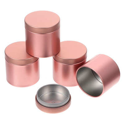 Žvakių skardinės arbatos talpyklos skardinės laikymo indeliai metaliniai stiklainiai su laisva skarda juodiems dangteliams.