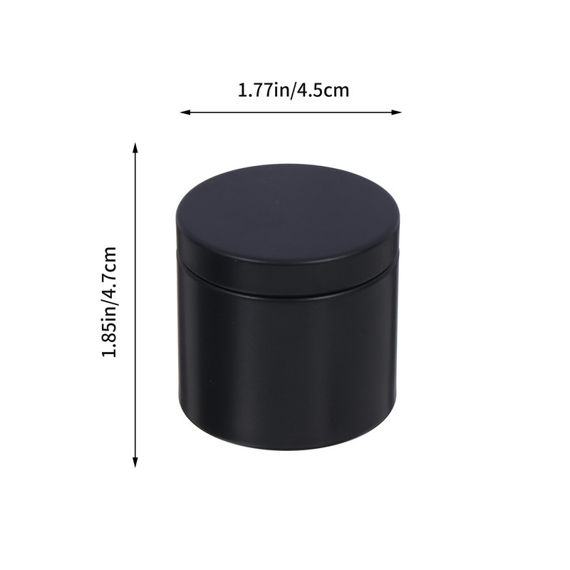 Žvakių skardinės arbatos talpyklos skardinės laikymo indeliai metaliniai stiklainiai su laisva skarda juodiems dangteliams.