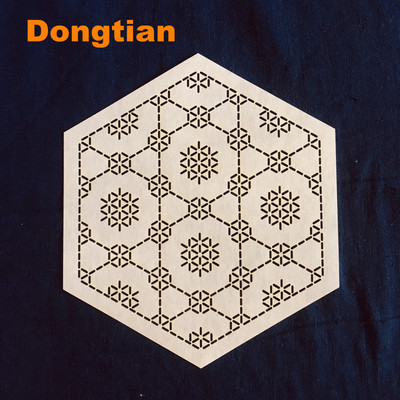 Veliki šesterokutni oblik, prekrasan cvjetni uzorak Sashiko predložak Sashiko šablona meki predložak