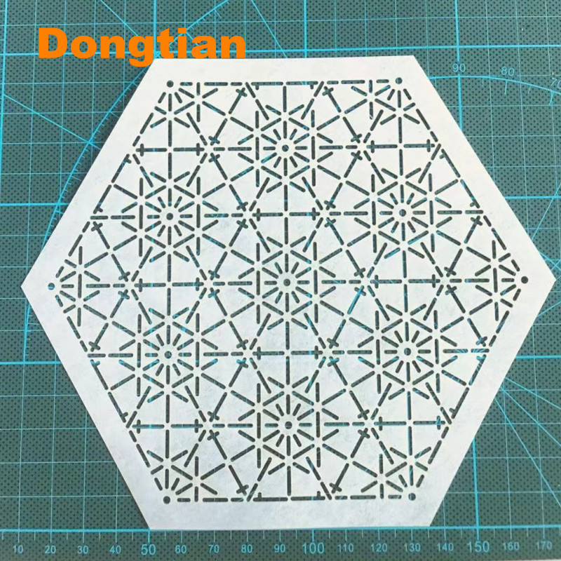 Veliki šesterokutni oblik, prekrasan cvjetni uzorak Sashiko predložak Sashiko šablona meki predložak