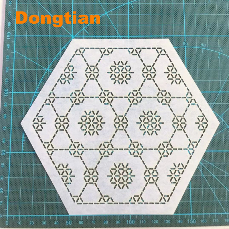 Veliki šesterokutni oblik, prekrasan cvjetni uzorak Sashiko predložak Sashiko šablona meki predložak