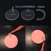 2023 m. naujas 1 rinkinys „pasidaryk pats“ odinis rankų darbo apvalus mini krepšys, mažas monetų piniginės siuvimo raštas akrilinis šablonas 10 * 10 * 1 cm