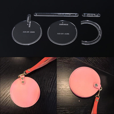 Novi 2023. 1 set DIY kožna rukotvorina okrugla mini torbica Mala torbica za kovanice Uzorak za šivanje Akrilni predložak 10*10*1 cm