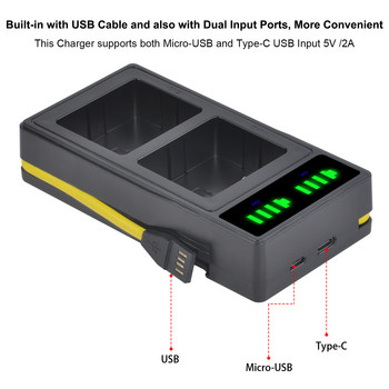 Batmax LED φορτιστής διπλής μπαταρίας με θύρα τύπου C για μπαταρία Arlo Pro A1/A2 για κάμερα Arlo Pro/Pro 2/Pro Go