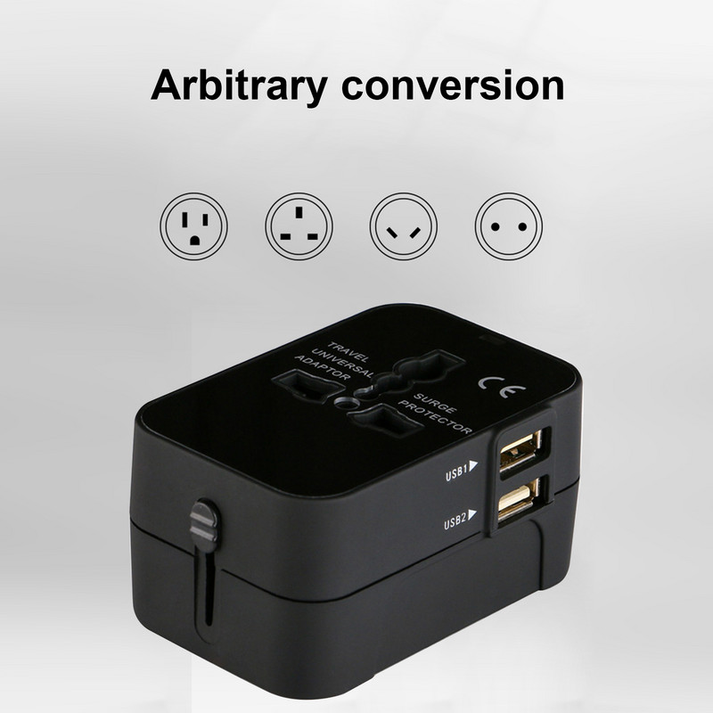 Univerzalni svjetski punjač za telefon Putni zidni AC adapter za struju Sve u jednom s dva USB priključka za punjenje za SAD EU UK AU