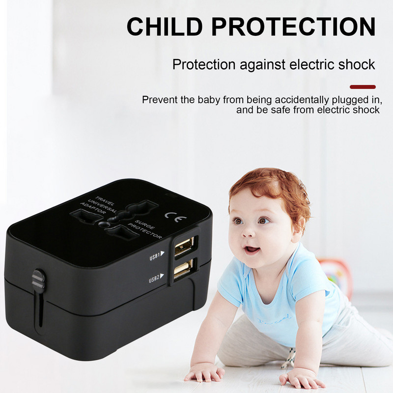 Univerzalni svjetski punjač za telefon Putni zidni AC adapter za struju Sve u jednom s dva USB priključka za punjenje za SAD EU UK AU