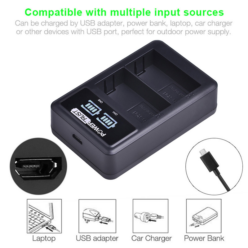 DMW-BLF19E BLF19E BLF19 LED USB kettős akkumulátortöltő Panasonic DMW-BLF19 Lumix DC-G9 DC-GH5 DMC-GH3 DMC-GH3K DMC-GH4 DMC-GH4 készülékhez