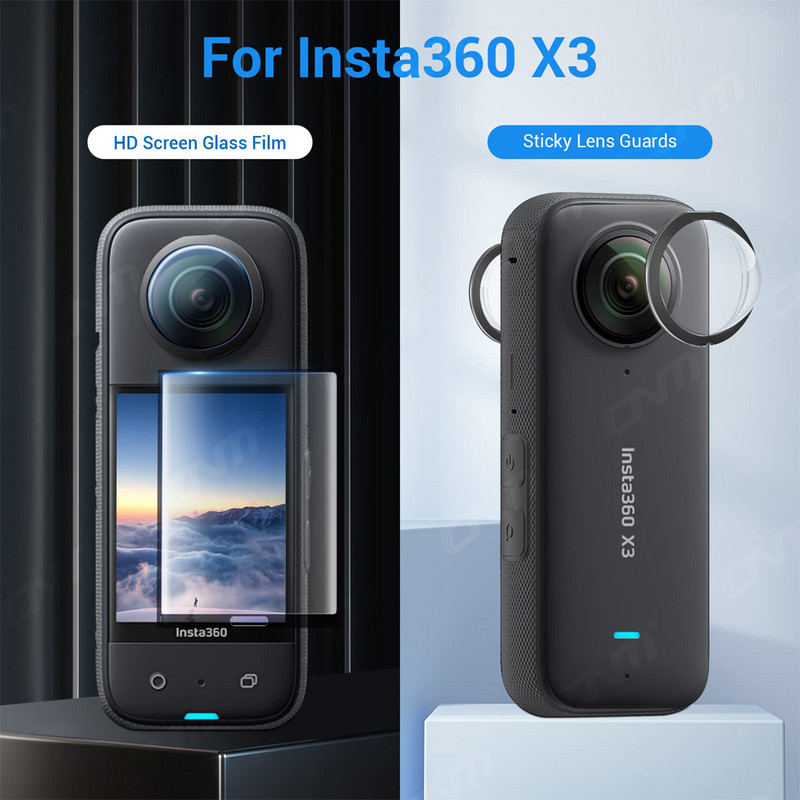 priekš Insta360 X3 Sticky Lens Guards Ekrāna rūdītas plēves komplekta ekrāna aizsargs Insta 360 X3 LCD rūdītajam stiklam 9H cietība