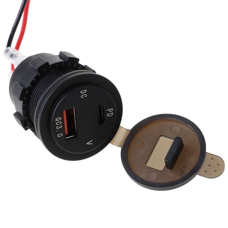 QC3.0 Dual Type-c 5V 3A konverterski utikač za auto moto brod PD brzo punjenje s LED zaslonom napona 12V za istosmjernu struju Dropship