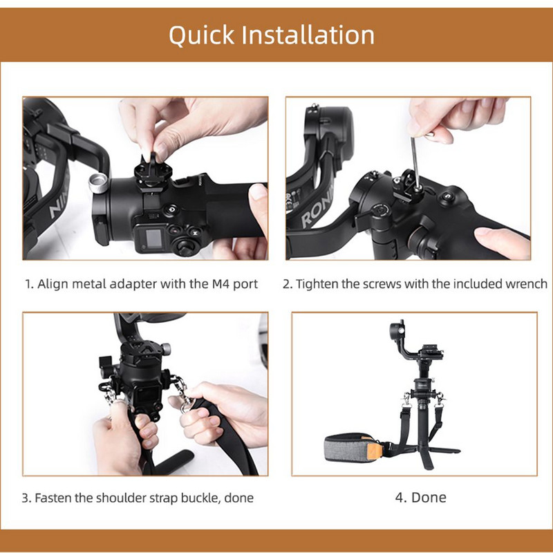 Greitai atleidžiamas universalus rankinis aksesuaras, kaklo dirželis, reguliuojamas petys, skirtas DJI Ronin RS3 Pro/RSC 2/RS 2/S/SC