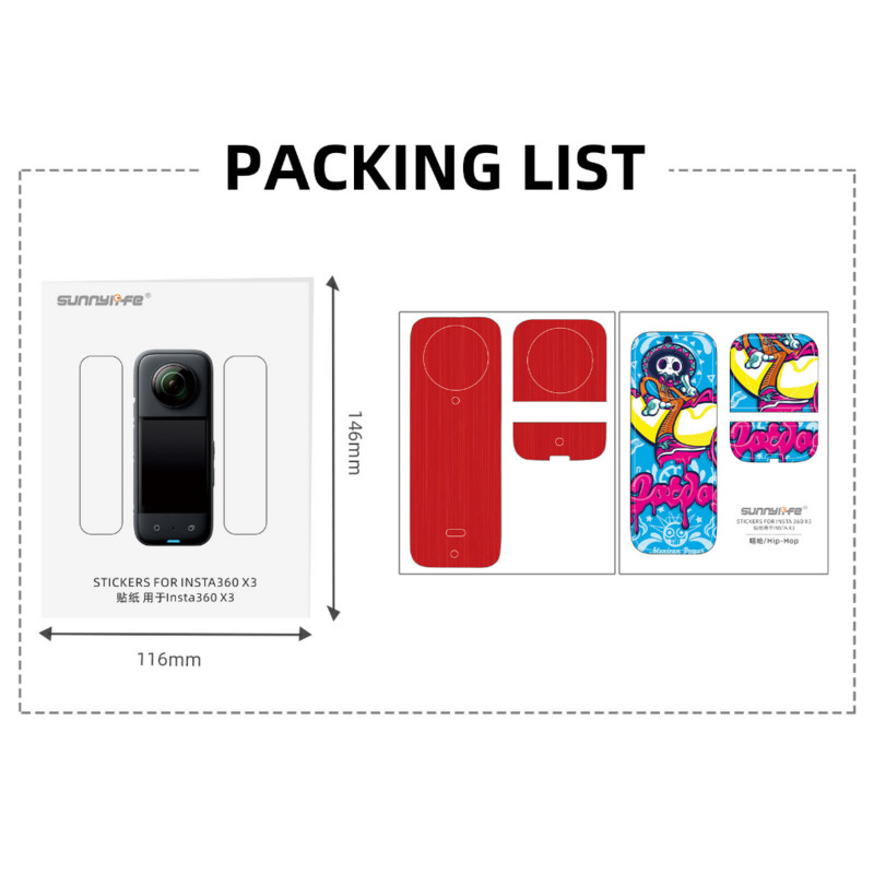 Za Insta360 X3 naljepnica Vodootporna učinkovita zaštita Poklopac otporan na ogrebotine PVC naljepnica za INSTA360 X3 akcijsku kameru