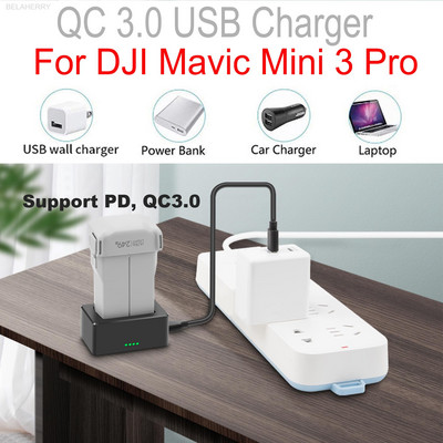 Drone akkumulátor QC 3.0 gyorstöltő gyorstöltő USB töltés DJI Mavic Mini 3 Pro Drone USB gyorstöltőhöz töltőkábellel
