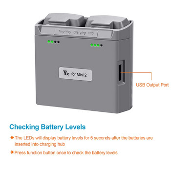 Mini 2/Mini SE Battery Charging Du-way Charging Hub Drone Batteries Φορτιστής USB για αξεσουάρ DJI Mini 2/Mini SE