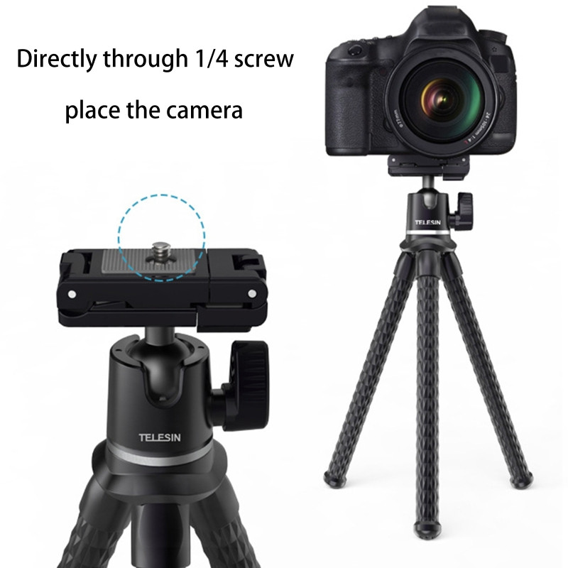 A0KB Mini fleksibilni tronožac s nevidljivim držačem za telefon s nosačem za hladno držanje 1/4" vijak za mikrofon LED video svjetlo