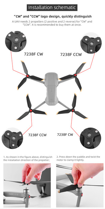 Προπέλα τριών λεπίδων για DJI Mavic Air 2/Air 2S Γρήγορης απελευθέρωσης Πτυσσόμενο με τρία στηρίγματα Ανταλλακτικά Wing Fans Αξεσουάρ Drone