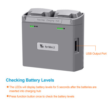 Mini 2 αμφίδρομης φόρτισης Hub Batteries Manager Γρήγορη φόρτιση Power Bank αξεσουάρ Drone Συμβατά με Mavic Mini 2/Mini SE