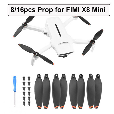 Propellers priekš FIMI X8mini X8 Mini rezerves lāpstiņas balsti Viegls svars 8/16gab Asmens spārnu ventilatori Rezerves daļas ar skrūvju komplektiem