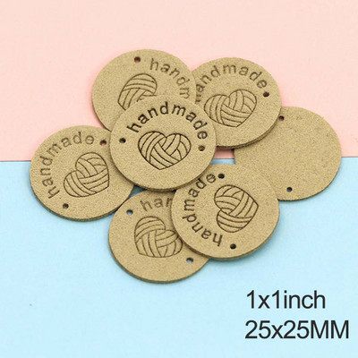 20db Kerek bőr címkék szív fonalgolyók kézzel készített címkék ruhákhoz kevert színek, kézzel készített barkácstáskák varrás ruházati kiegészítők