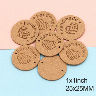 20db Kerek bőr címkék szív fonalgolyók kézzel készített címkék ruhákhoz kevert színek, kézzel készített barkácstáskák varrás ruházati kiegészítők