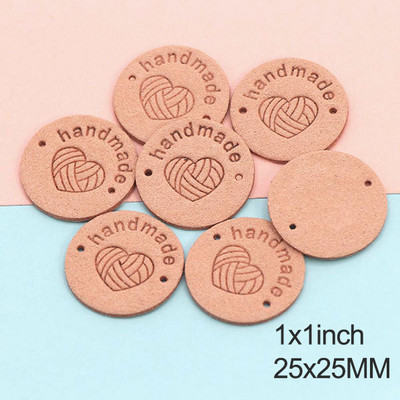 20db Kerek bőr címkék szív fonalgolyók kézzel készített címkék ruhákhoz kevert színek, kézzel készített barkácstáskák varrás ruházati kiegészítők