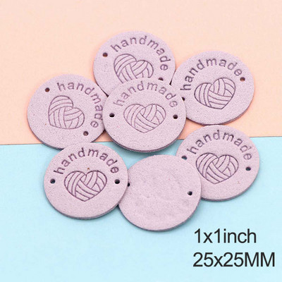 20db Kerek bőr címkék szív fonalgolyók kézzel készített címkék ruhákhoz kevert színek, kézzel készített barkácstáskák varrás ruházati kiegészítők